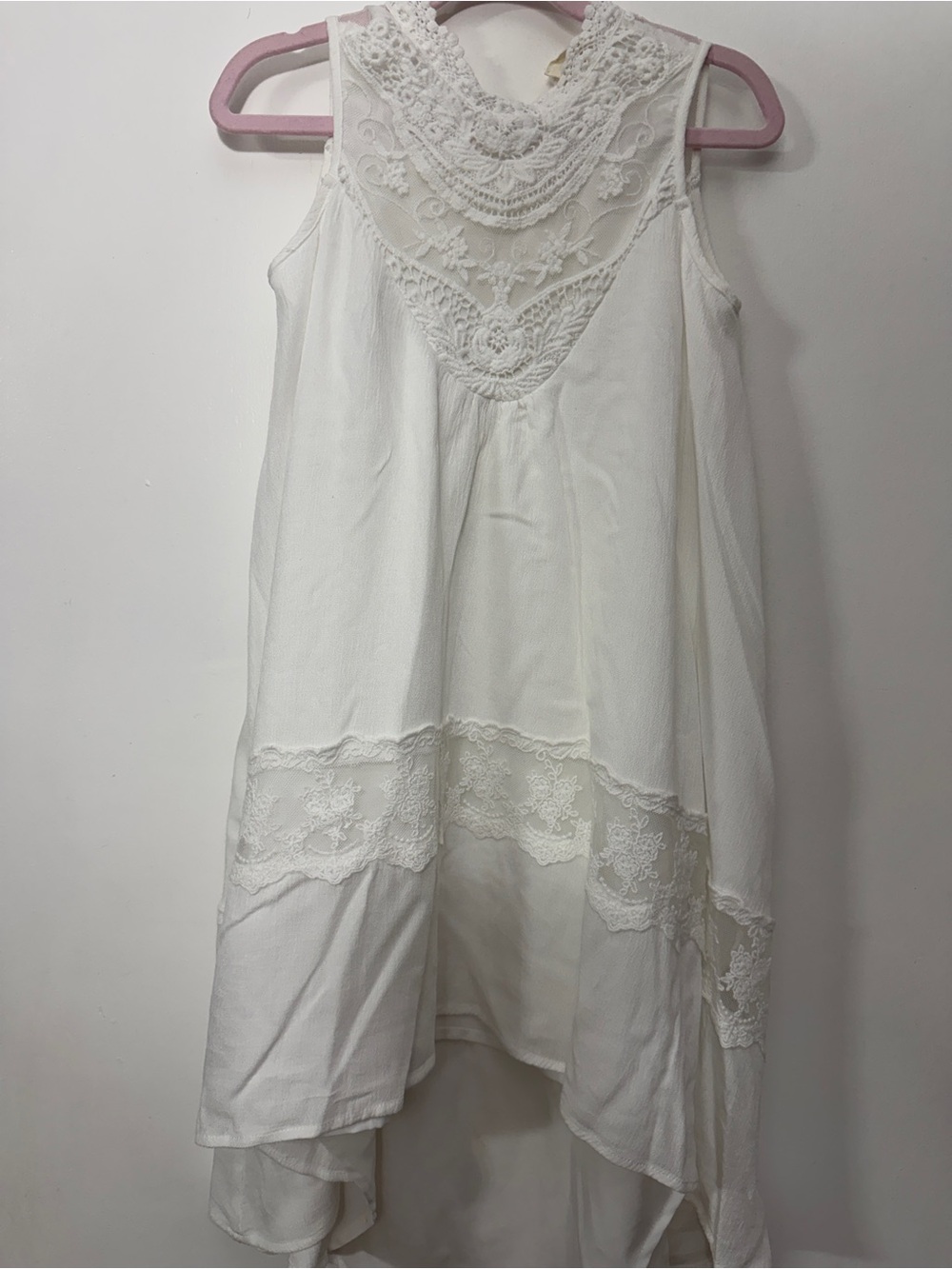 Joyfolie White Lace Overlay High-Low Girls Dress